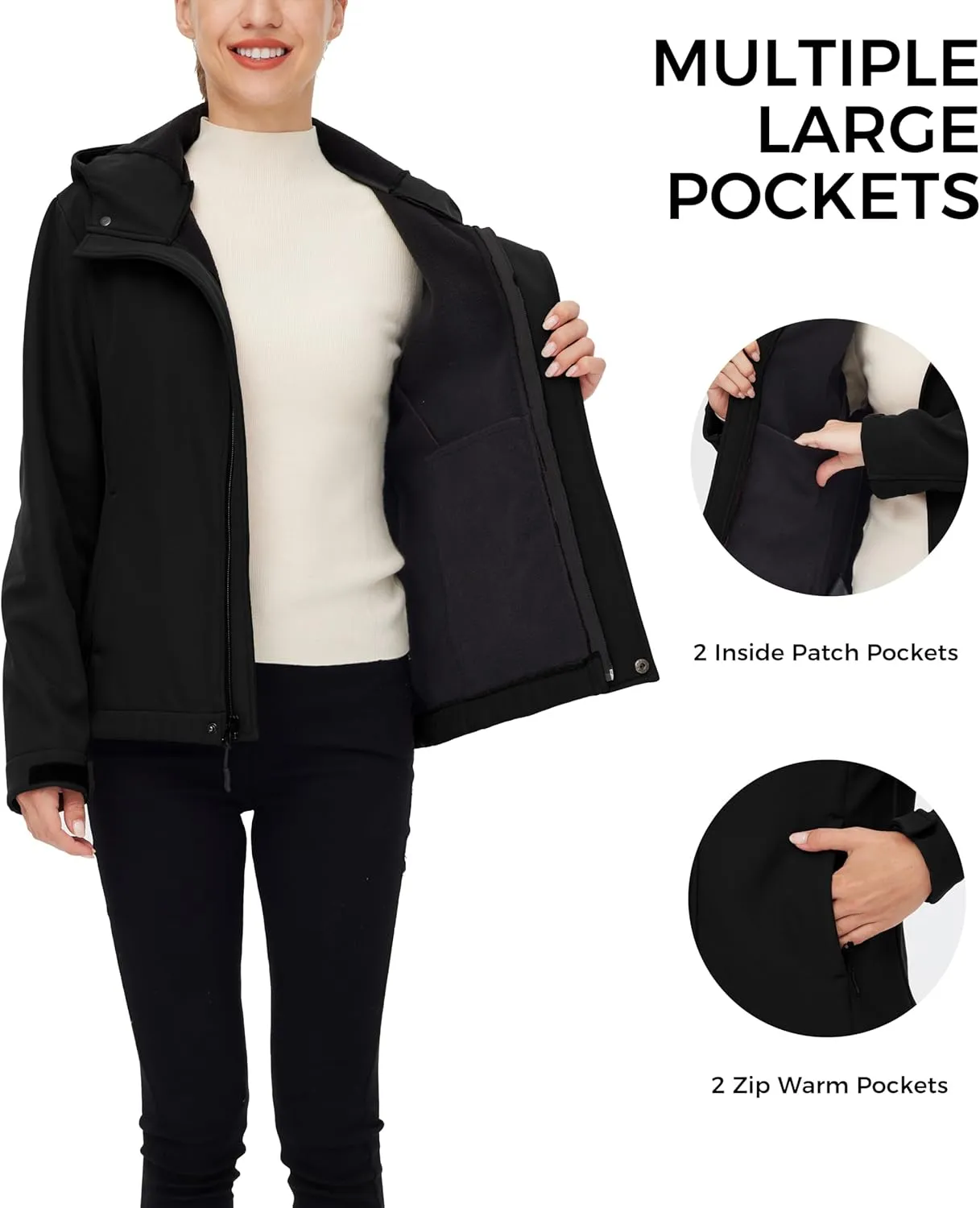 wantdo Women's Fleece Lined Jacket Softshell Jacket Lightweight Insulated Jacket