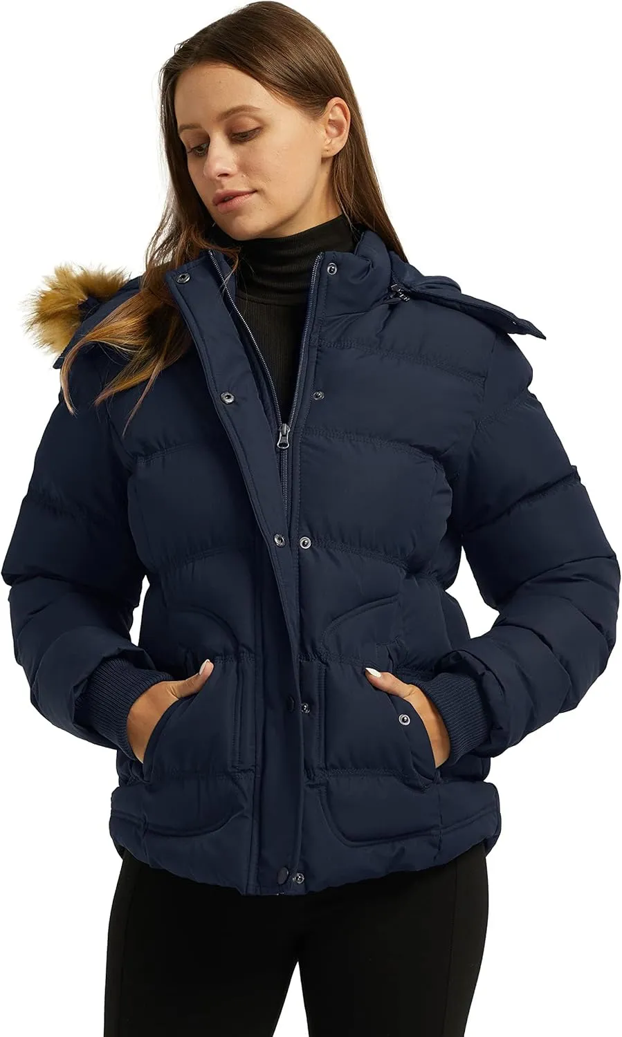 wantdo Women's Hooded Winter Coat Thicken Quilted Puffer Jacket Warm Parka