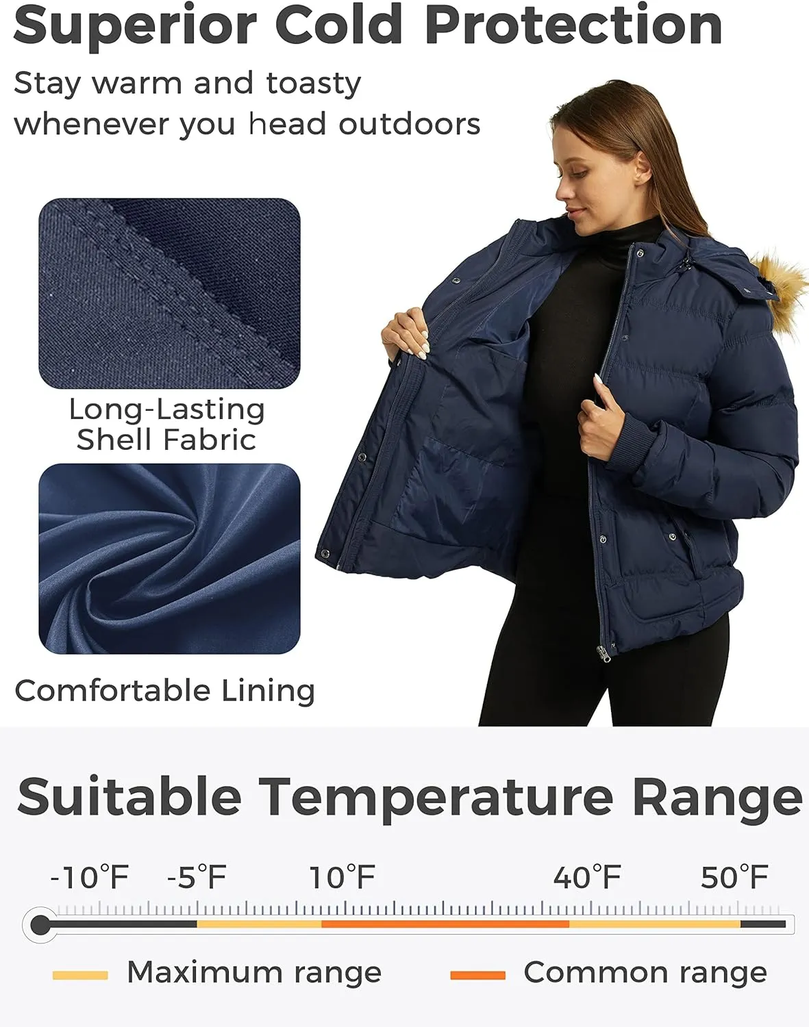 wantdo Women's Hooded Winter Coat Thicken Quilted Puffer Jacket Warm Parka