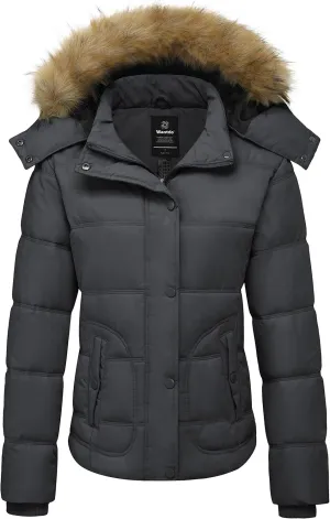 wantdo Women's Hooded Winter Coat Thicken Quilted Puffer Jacket Warm Parka