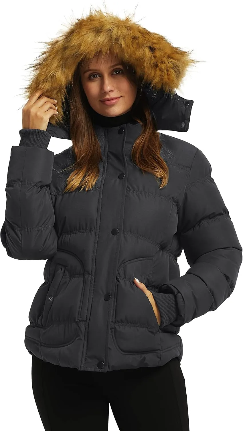 wantdo Women's Hooded Winter Coat Thicken Quilted Puffer Jacket Warm Parka