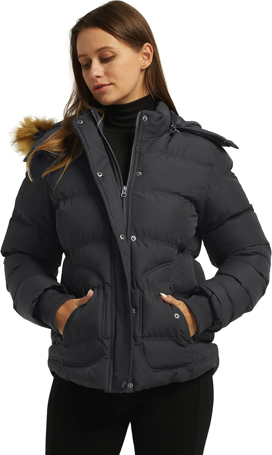 wantdo Women's Hooded Winter Coat Thicken Quilted Puffer Jacket Warm Parka