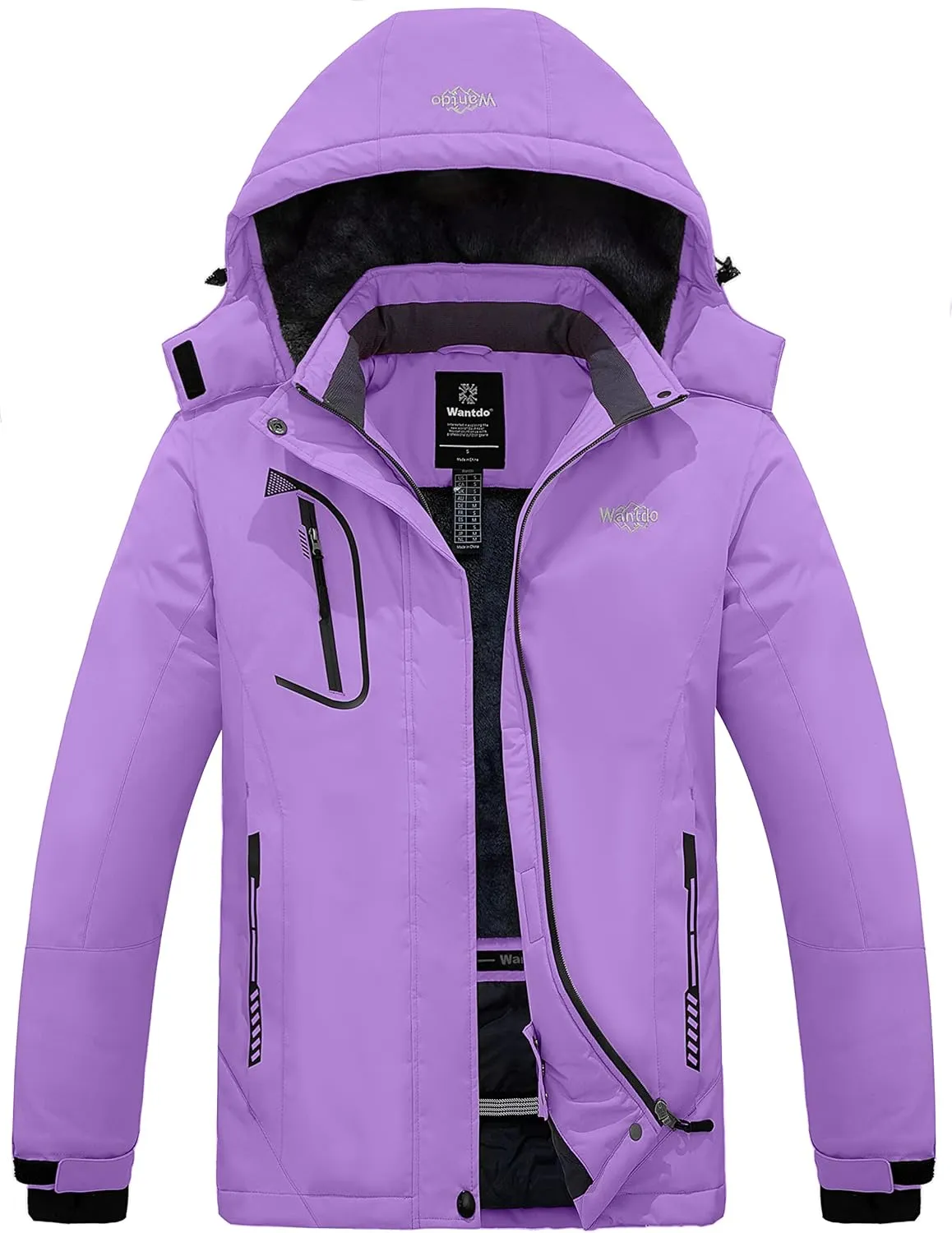 wantdo Women's Mountain Waterproof Ski Jacket Windproof Rain Jacket Winter Warm Hooded Coat