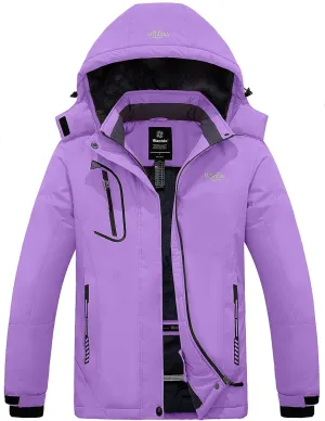 wantdo Women's Mountain Waterproof Ski Jacket Windproof Rain Jacket Winter Warm Hooded Coat
