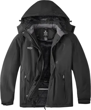 wantdo Women's Plus Size Waterproof Ski Jacket Winter Windproof Snow Mountain Warm Hooded Coat