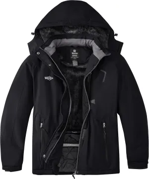 wantdo Women's Plus Size Waterproof Ski Jacket Winter Windproof Snow Mountain Warm Hooded Coat