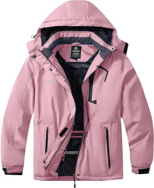 wantdo Women's Plus Size Waterproof Ski Jacket Winter Windproof Snow Mountain Warm Hooded Coat
