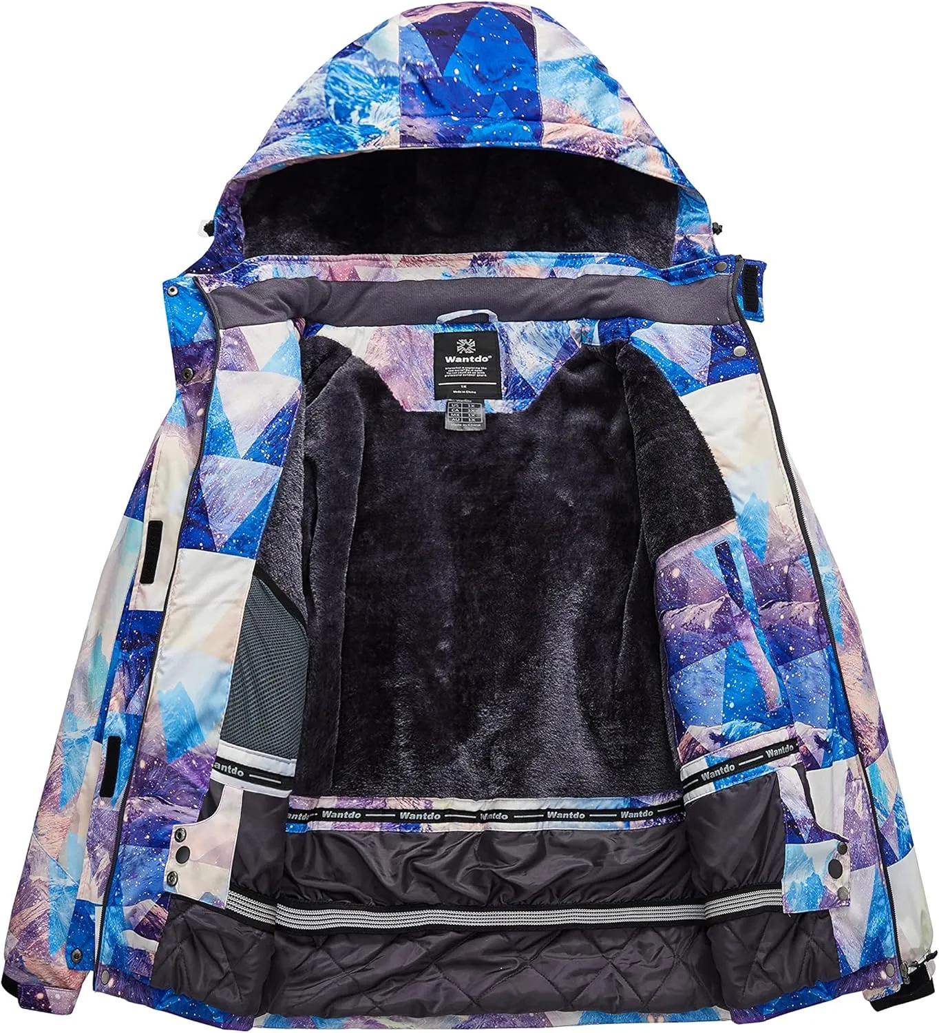 wantdo Women's Plus Size Waterproof Ski Jacket Winter Windproof Snow Mountain Warm Hooded Coat