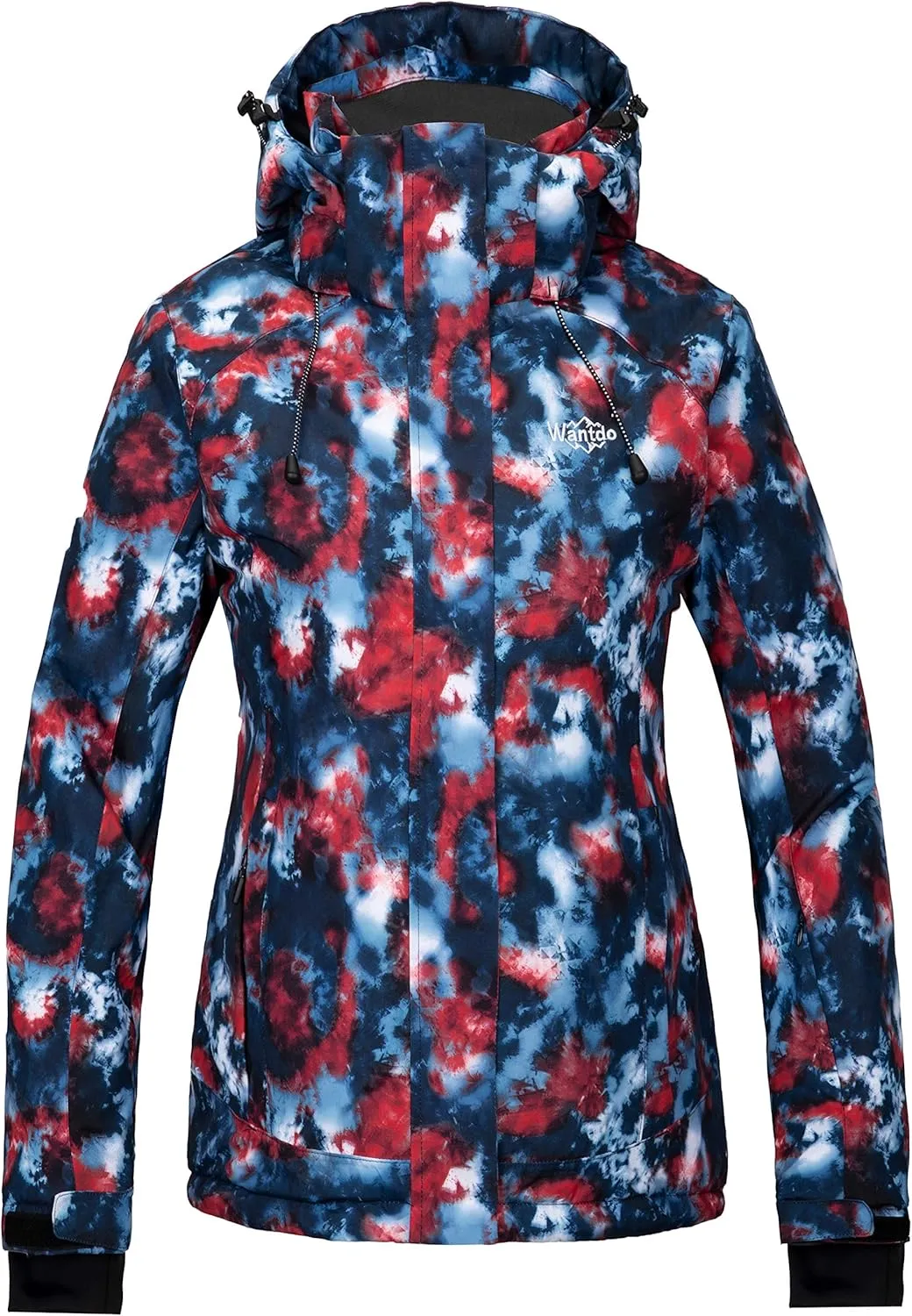 Wantdo Women's Waterproof Ski Jacket Colorful Printed Fully Taped Seams Rain Coat Warm Winter Parka