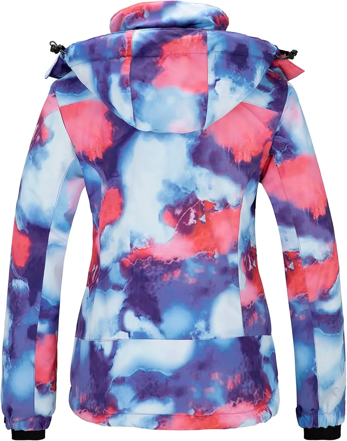 Wantdo Women's Waterproof Ski Jacket Colorful Printed Fully Taped Seams Rain Coat Warm Winter Parka