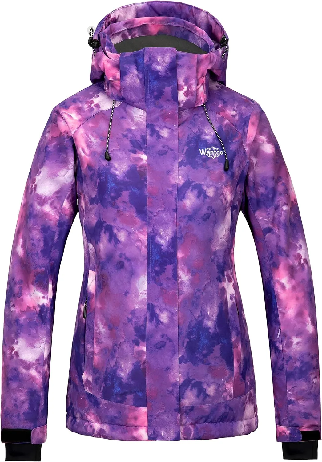 Wantdo Women's Waterproof Ski Jacket Colorful Printed Fully Taped Seams Rain Coat Warm Winter Parka