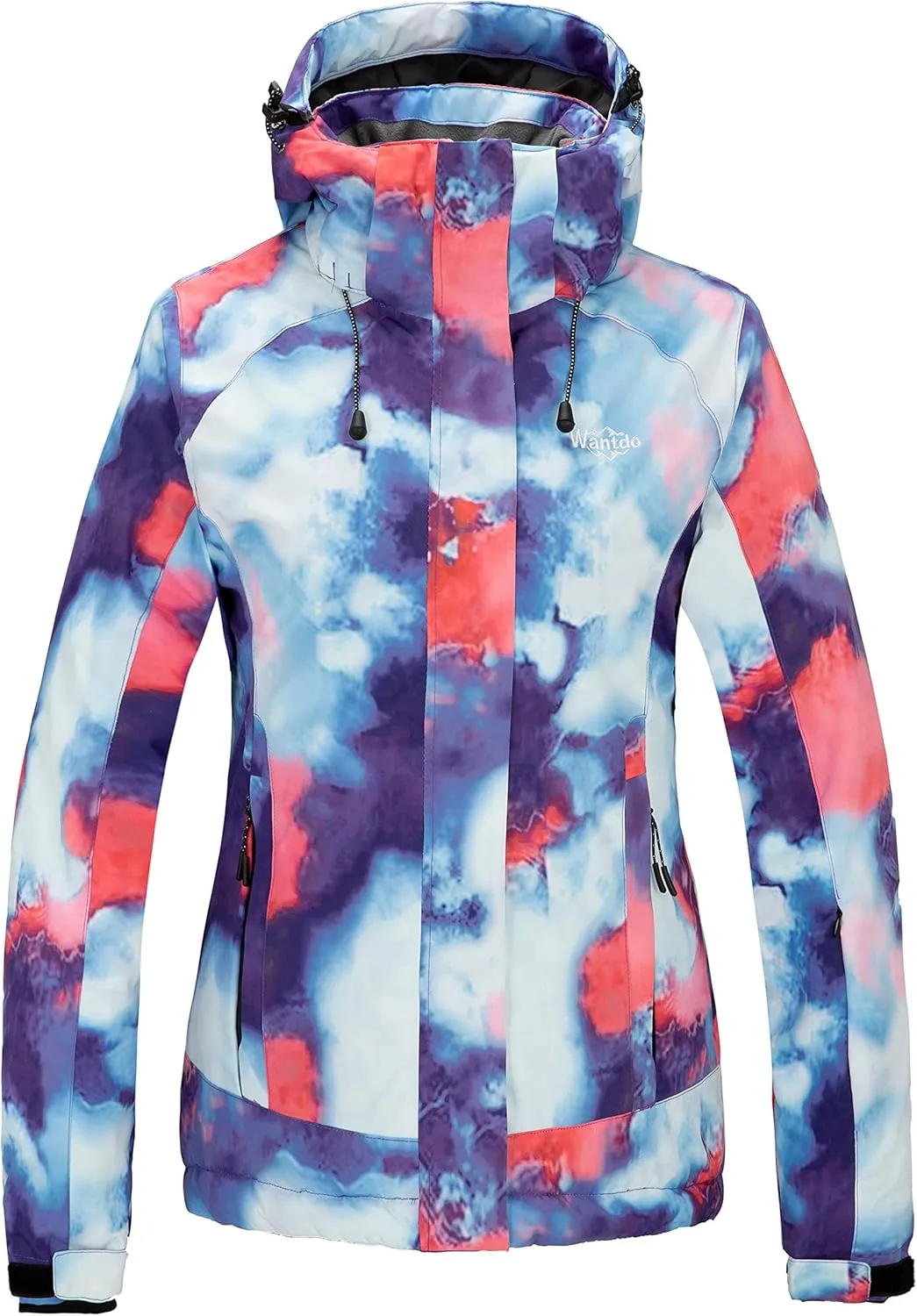Wantdo Women's Waterproof Ski Jacket Colorful Printed Fully Taped Seams Rain Coat Warm Winter Parka