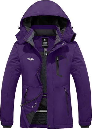 wantdo Women's Waterproof Ski Jacket Mountain Windproof Rain Jacket Winter Warm Snow Coat