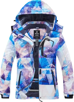 wantdo Women's Waterproof Ski Jacket Mountain Windproof Rain Jacket Winter Warm Snow Coat