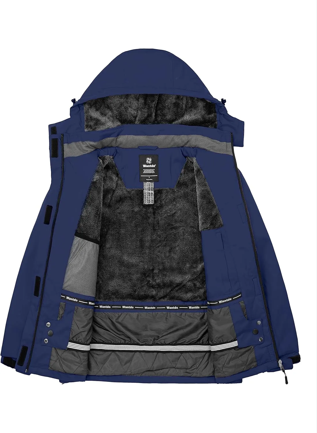 Wantdo Women's Waterproof Ski Jacket Warm Winter Coat Windproof Snow Coats Warm Fleece Raincoat