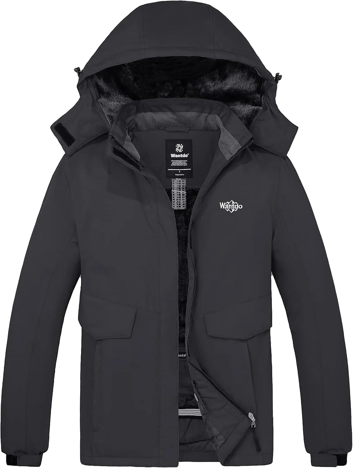 Wantdo Women's Waterproof Ski Jacket Warm Winter Coat Windproof Snow Coats Warm Fleece Raincoat
