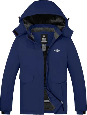 Wantdo Women's Waterproof Ski Jacket Warm Winter Coat Windproof Snow Coats Warm Fleece Raincoat