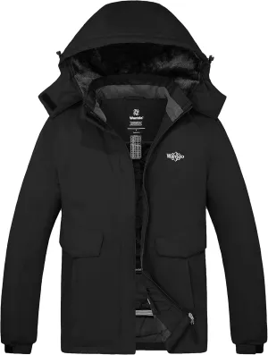 Wantdo Women's Waterproof Ski Jacket Warm Winter Coat Windproof Snow Coats Warm Fleece Raincoat