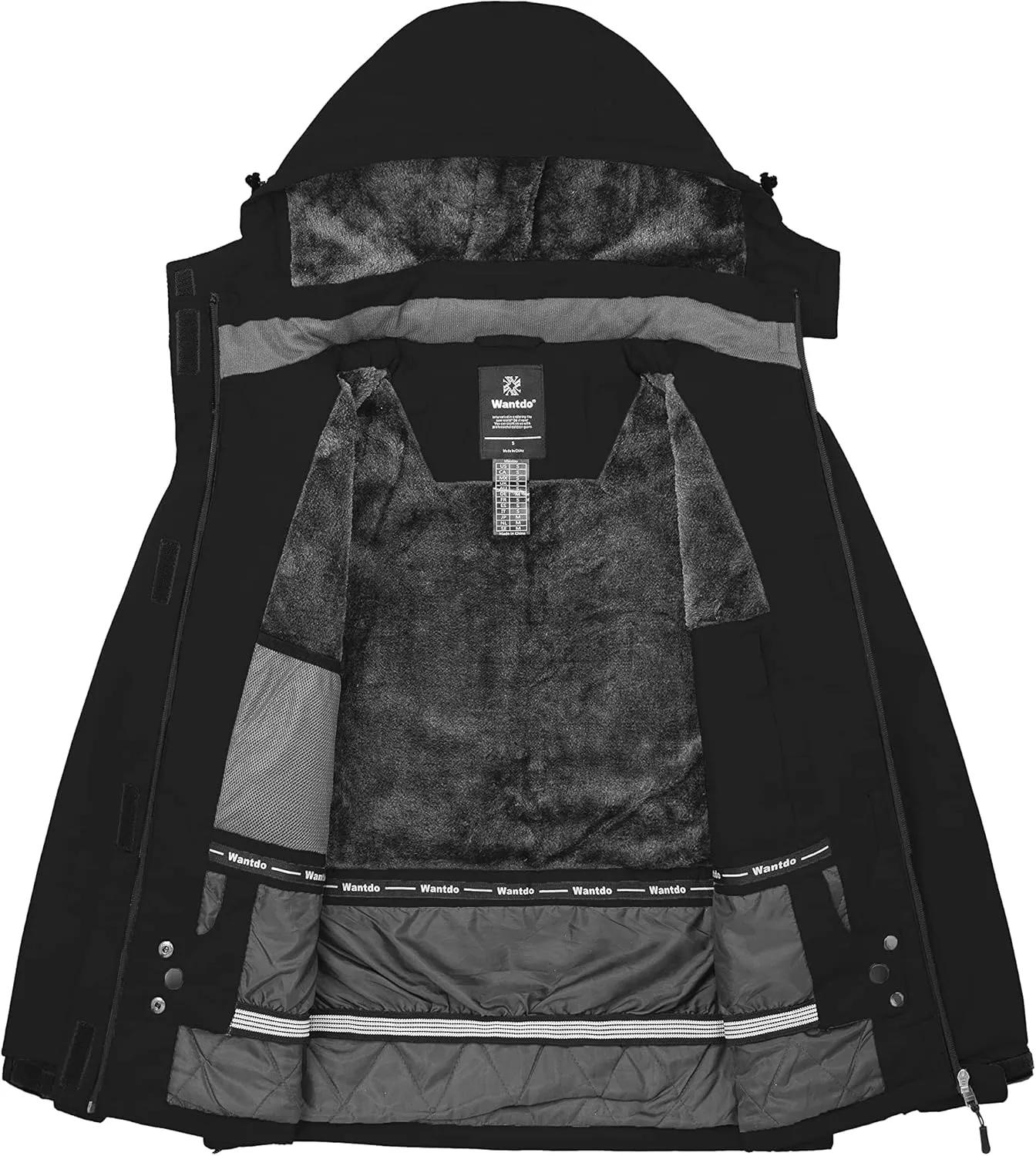 Wantdo Women's Waterproof Ski Jacket Warm Winter Coat Windproof Snow Coats Warm Fleece Raincoat