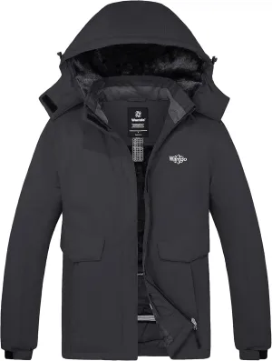 Wantdo Women's Waterproof Ski Jacket Warm Winter Coat Windproof Snow Coats Warm Fleece Raincoat