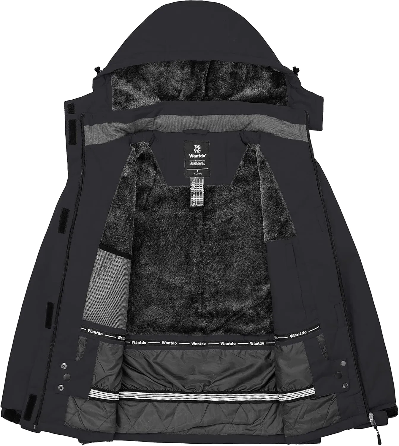 Wantdo Women's Waterproof Ski Jacket Warm Winter Coat Windproof Snow Coats Warm Fleece Raincoat