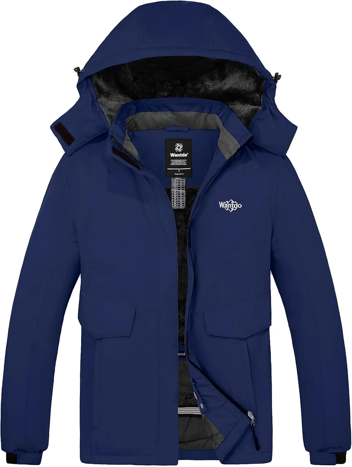 Wantdo Women's Waterproof Ski Jacket Warm Winter Coat Windproof Snow Coats Warm Fleece Raincoat
