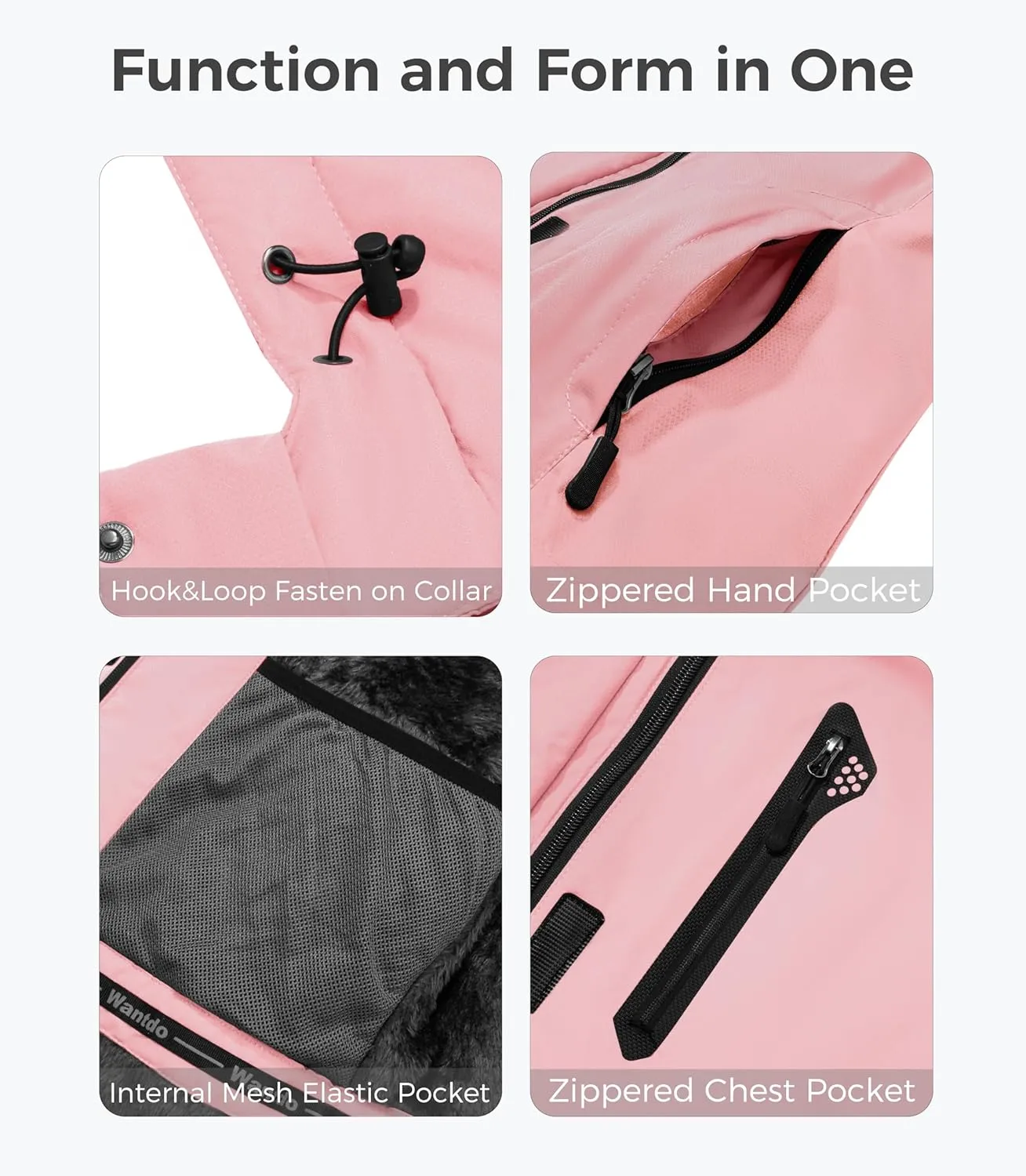 Wantdo Women's Waterproof Ski Jacket Warm Winter Coats Windproof Fleece Rain Jackets Outdoor Outwear