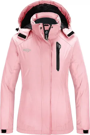 Wantdo Women's Waterproof Ski Jacket Warm Winter Coats Windproof Fleece Rain Jackets Outdoor Outwear