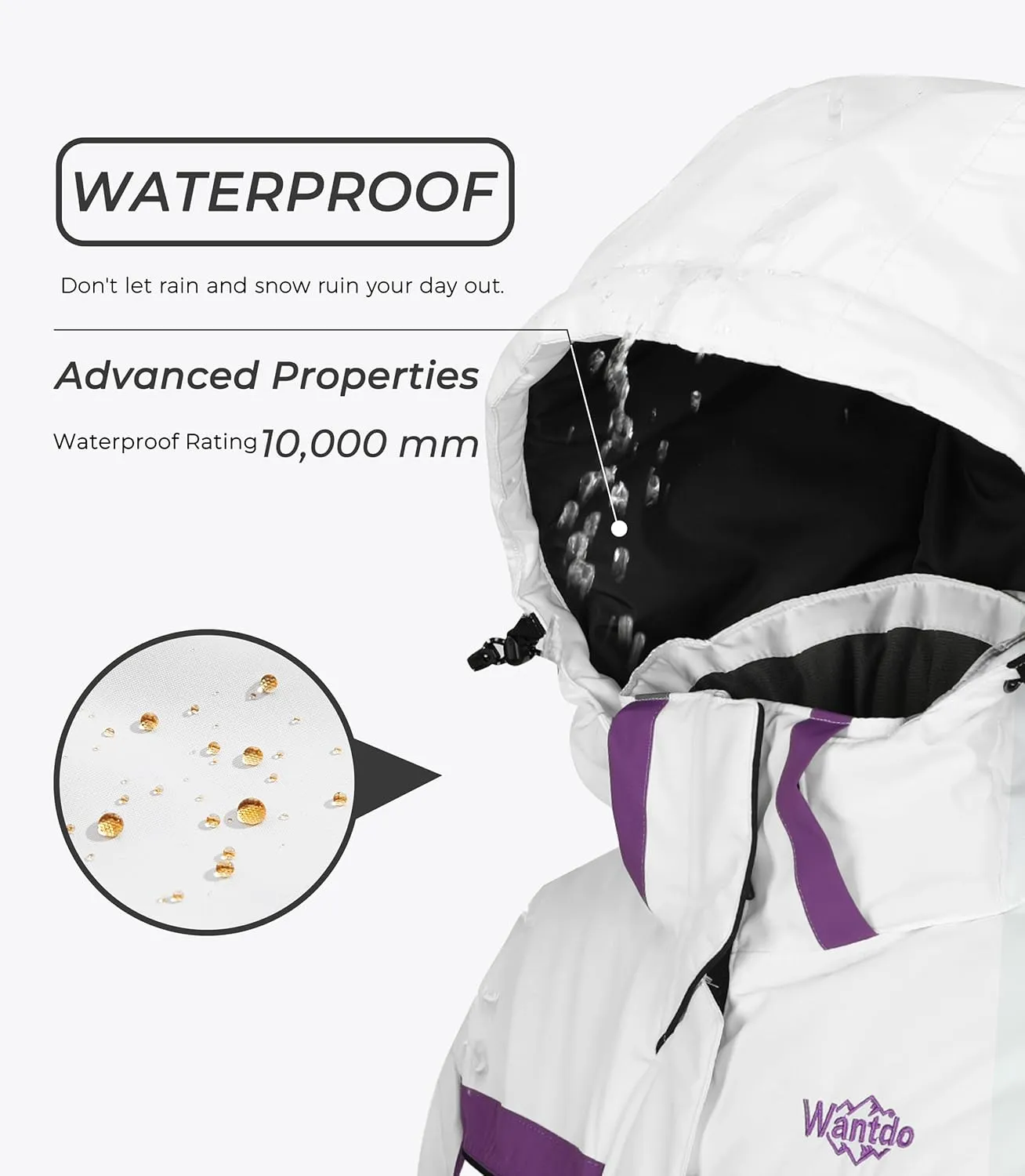 wantdo Women's Waterproof Ski Jacket Warm Winter Snow Coat Windproof Snowboarding Jackets Insulated Parka