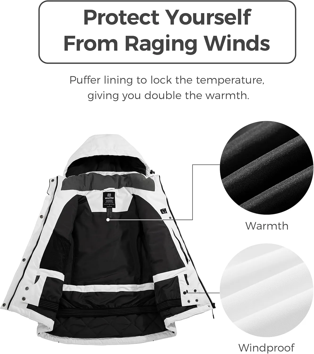 wantdo Women's Waterproof Ski Jacket Warm Winter Snow Coat Windproof Snowboarding Jackets Insulated Parka
