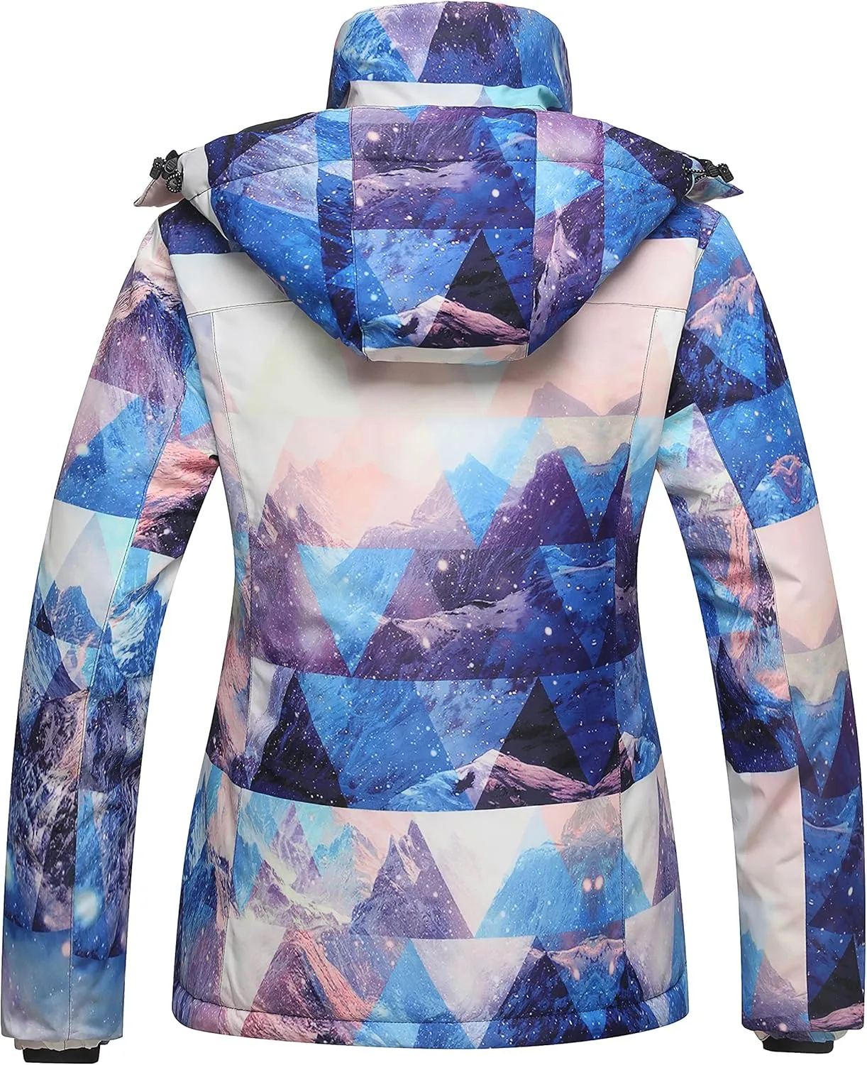 Wantdo Women's Waterproof Ski Jacket Windproof Print Fully Taped Seams Snow Coat Warm Winter Windbreaker