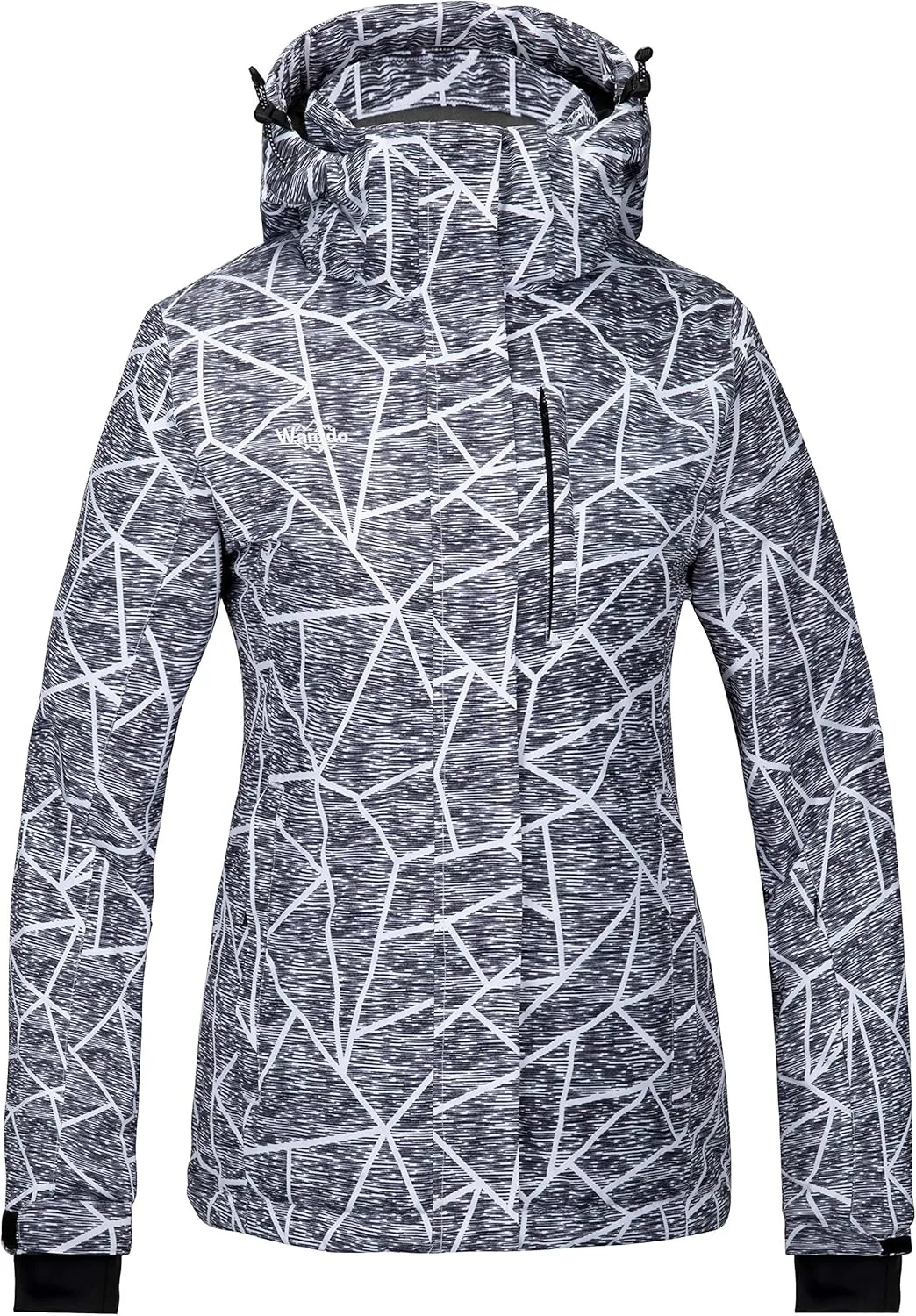 Wantdo Women's Waterproof Ski Jacket Windproof Print Fully Taped Seams Snow Coat Warm Winter Windbreaker
