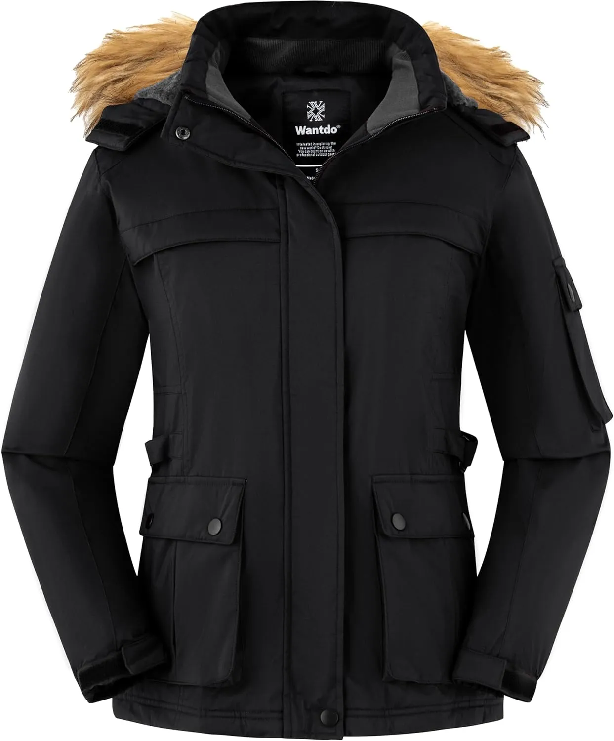 Wantdo Women's Waterproof Ski Jacket Windproof Winter Snow Coat Mountain Snowboarding Jackets Outdoor Fleece Parka
