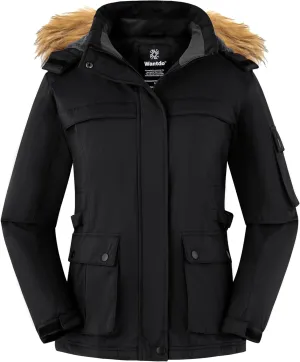 Wantdo Women's Waterproof Ski Jacket Windproof Winter Snow Coat Mountain Snowboarding Jackets Outdoor Fleece Parka