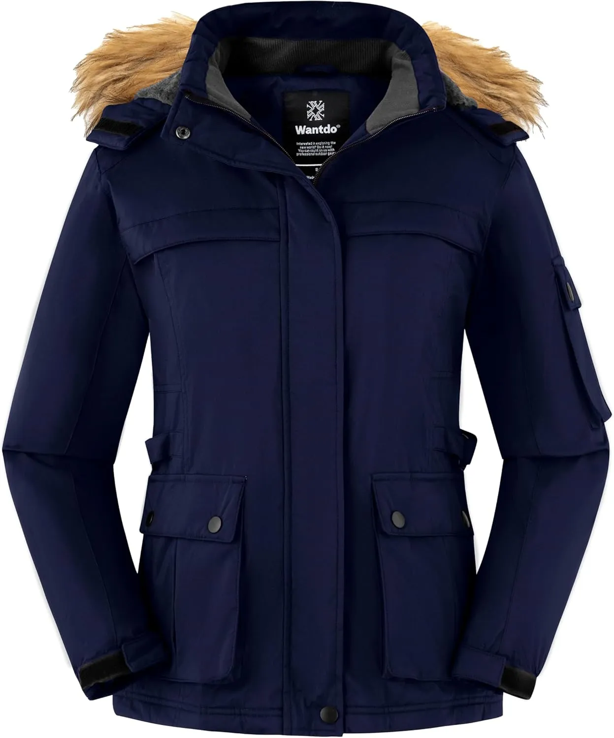 Wantdo Women's Waterproof Ski Jacket Windproof Winter Snow Coat Mountain Snowboarding Jackets Outdoor Fleece Parka