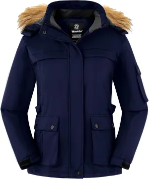 Wantdo Women's Waterproof Ski Jacket Windproof Winter Snow Coat Mountain Snowboarding Jackets Outdoor Fleece Parka