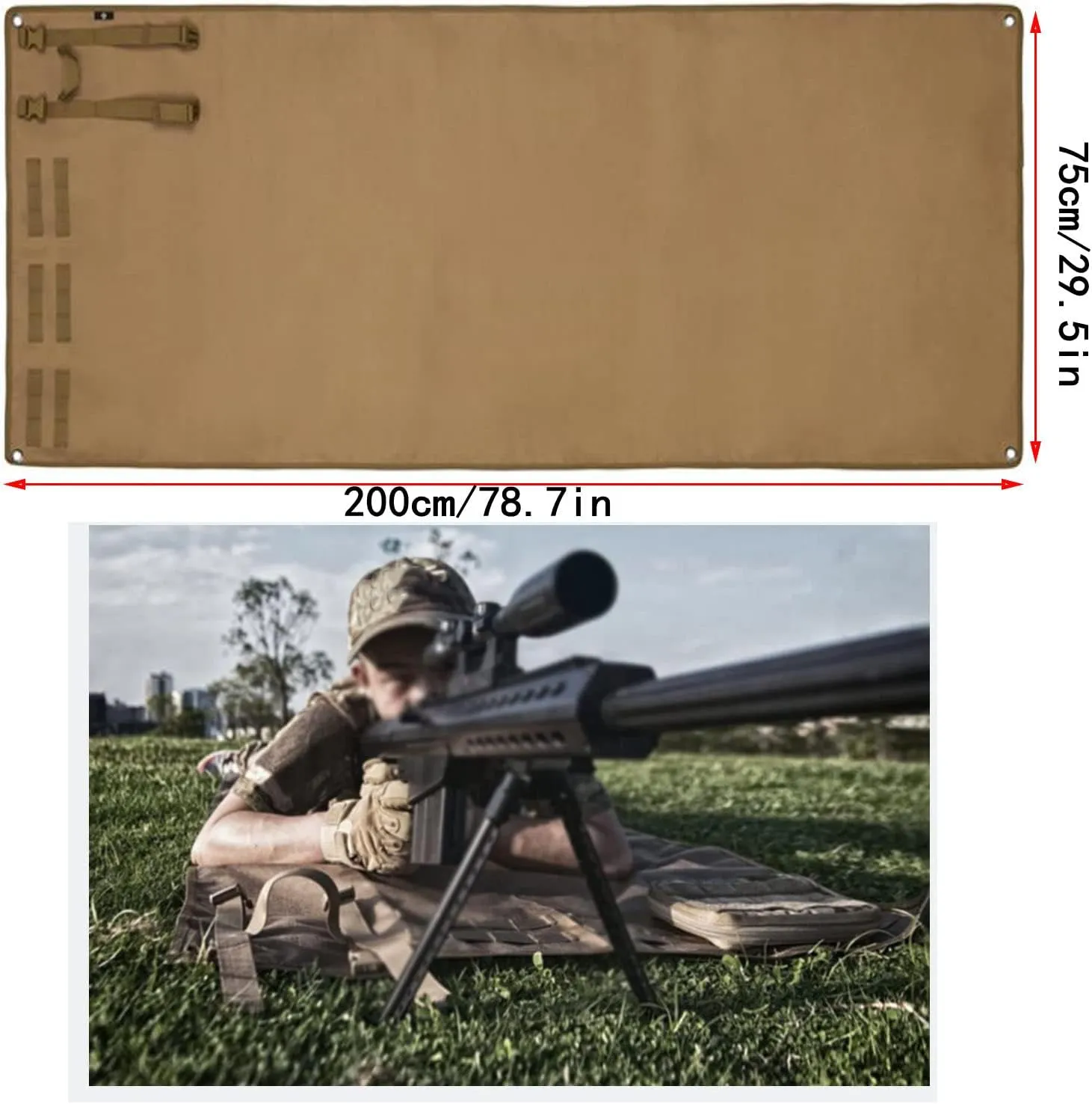Water Resistance Shooting Gun Mat Non-Padded Non-Slip Shooter Range Pad Shooting Rest with Gun Rest Sand Bag and 4 Alloy Ground Nail