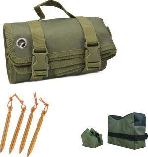 Water Resistance Shooting Gun Mat Non-Padded Non-Slip Shooter Range Pad Shooting Rest with Gun Rest Sand Bag and 4 Alloy Ground Nail