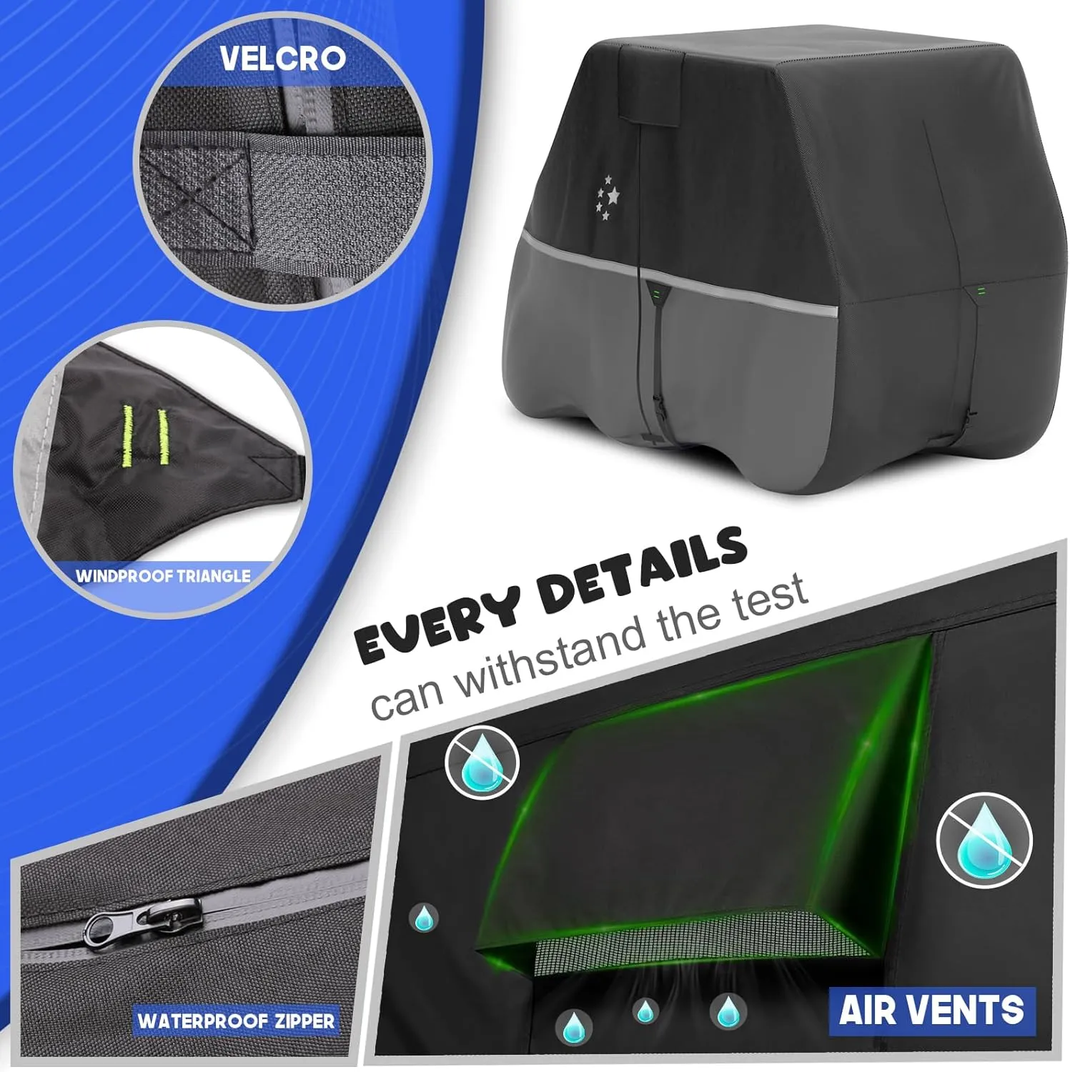 Waterproof Golf Cart Cover, Heavy Duty Marine Grade Fabric, Universal Fits for Most Brand 2/2 2/4 2 Passengers Yamaha, Honda, Club Car, EZGO Golf Cart