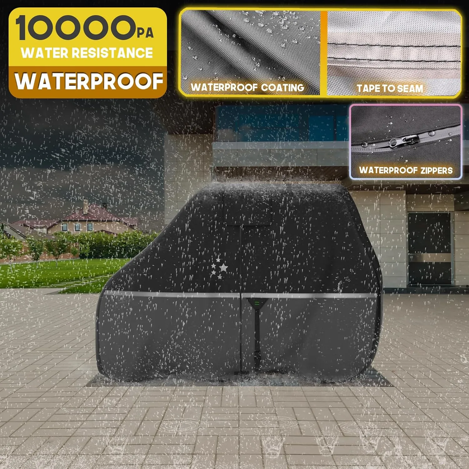 Waterproof Golf Cart Cover, Heavy Duty Marine Grade Fabric, Universal Fits for Most Brand 2/2 2/4 2 Passengers Yamaha, Honda, Club Car, EZGO Golf Cart
