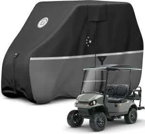 Waterproof Golf Cart Cover, Heavy Duty Marine Grade Fabric, Universal Fits for Most Brand 2/2 2/4 2 Passengers Yamaha, Honda, Club Car, EZGO Golf Cart