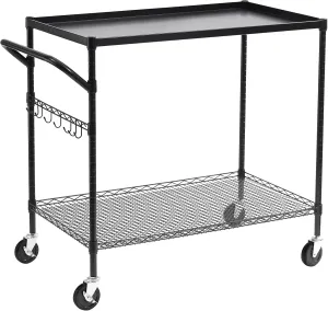 WDT 2-Tier Utility Cart with Wheels, Metal Cart with 1000LBS Capacity, NSF Heavy Duty Rolling Cart, Commercial Grade Serving Tool Storage Carts for Warehouse Garage Kitchen, 24"D x 40"W x 39"H, Black