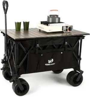 Whitsunday Collasible Wagon, Large Capacity 400Lbs, All-Terrain Wheels Heavy Duty Utility Wagon for Gardening Shopping Fishing Camping Outdoor Picnic Black