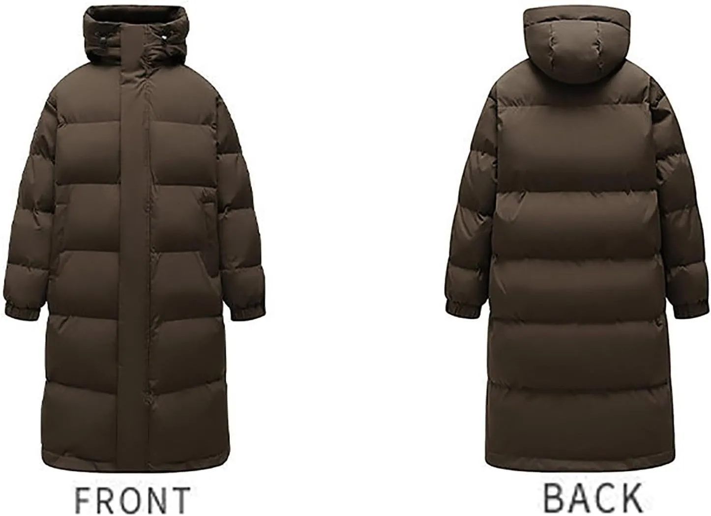 Winter Coat for Men Water Resistant Puffy Insulated Long Hooded Puffer Jacket Thicken Warm Zip Up Puffer with Pockets