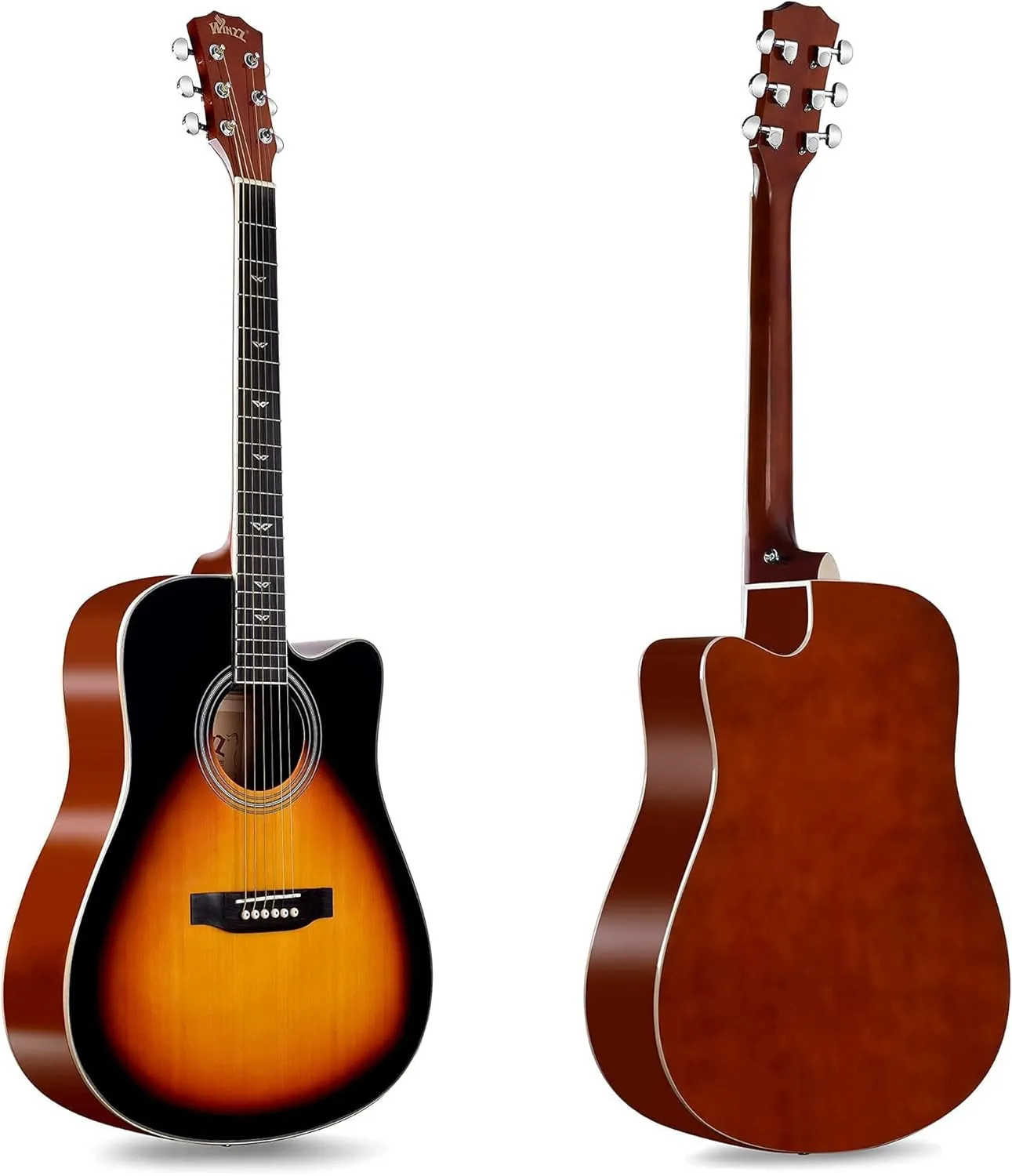 WINZZ Spruce Acoustic Guitar Bundle for Adult Beginners Students with Advanced Kit 6 Steel-String, Right Hand, Sunburst, 41 Inches (AF168C-GSB-V)