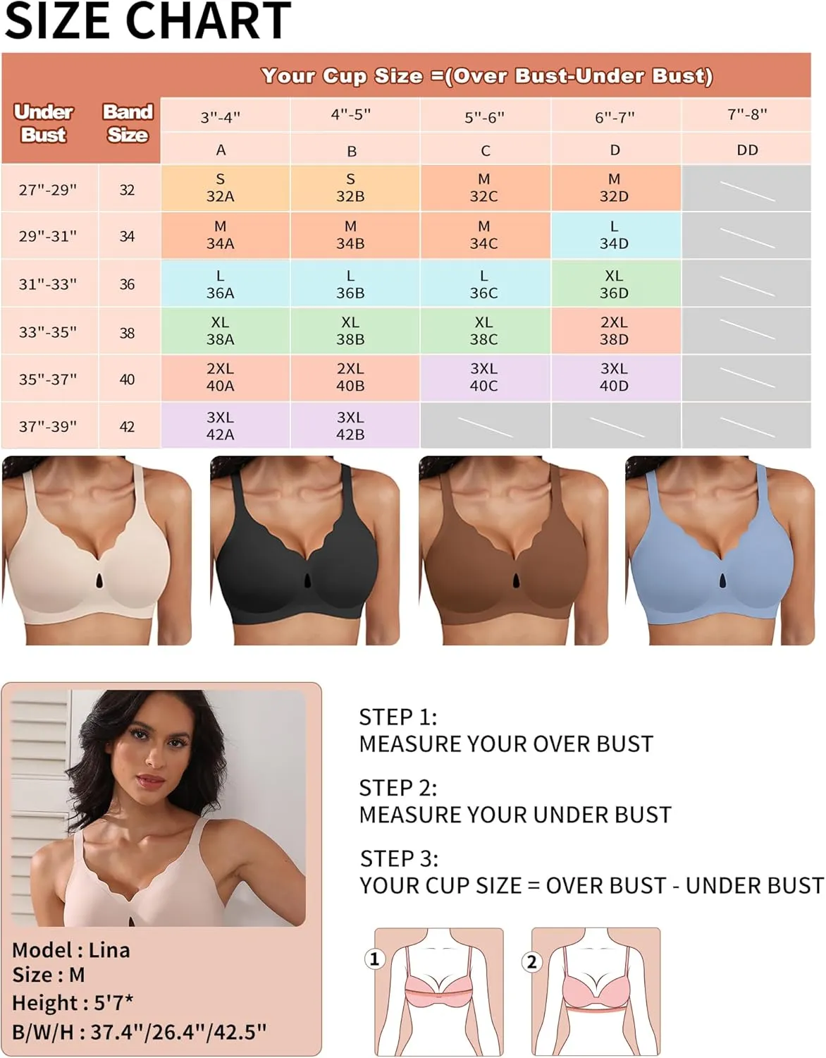 Wireless Bras for Women No Underwire Wave Push Up Seamless Full Coverage Bralettes Lift Everyday Bras