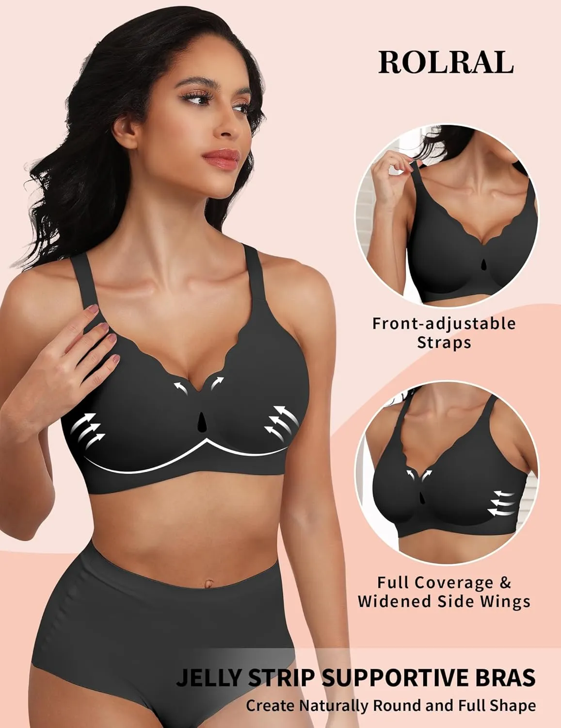 Wireless Bras for Women No Underwire Wave Push Up Seamless Full Coverage Bralettes Lift Everyday Bras