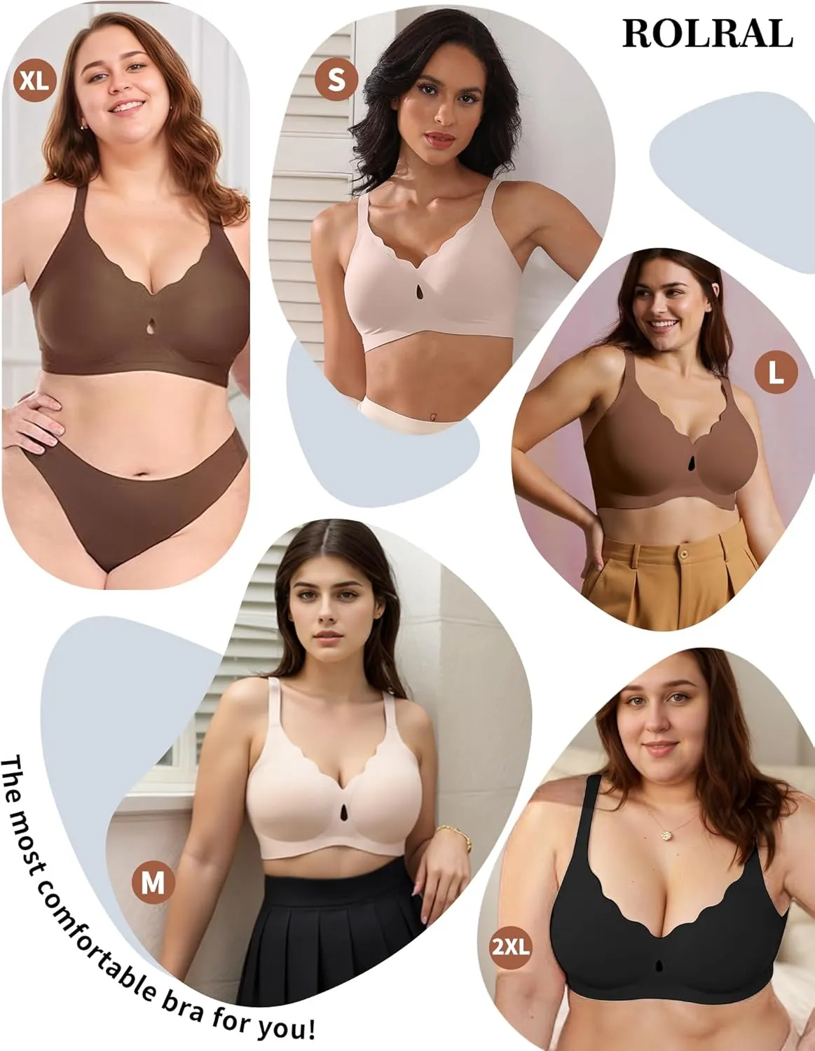 Wireless Bras for Women No Underwire Wave Push Up Seamless Full Coverage Bralettes Lift Everyday Bras