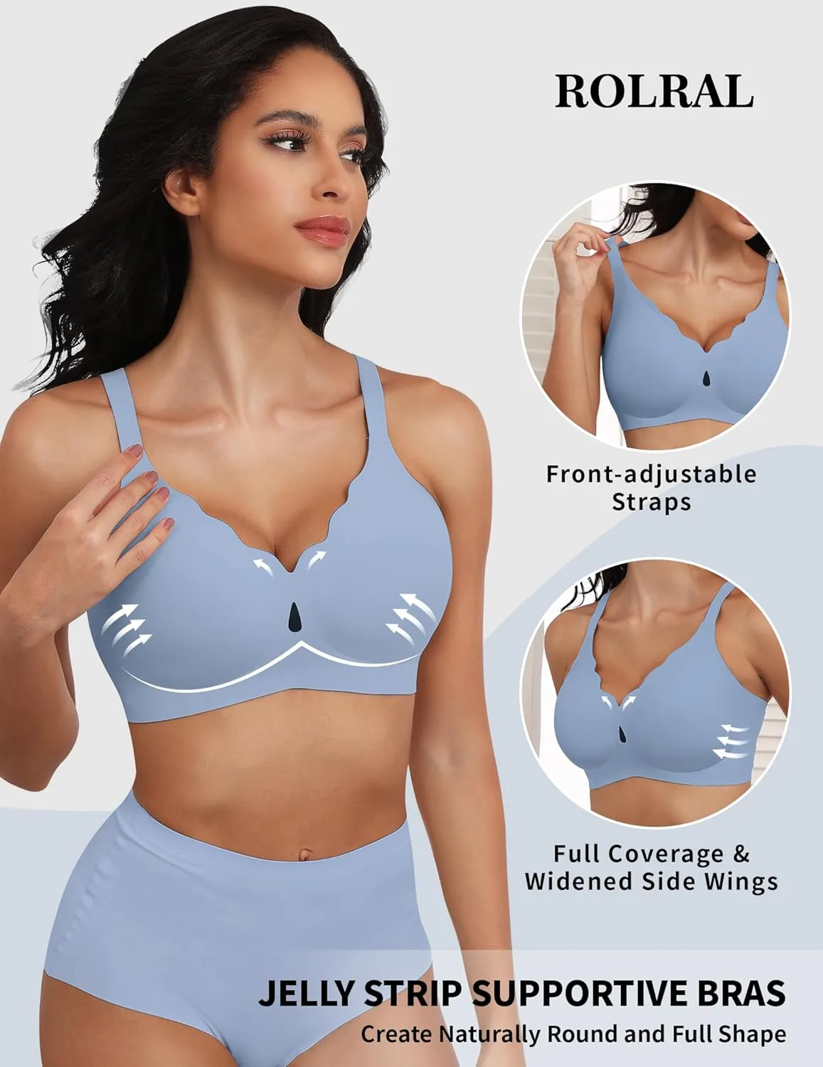 Wireless Bras for Women No Underwire Wave Push Up Seamless Full Coverage Bralettes Lift Everyday Bras