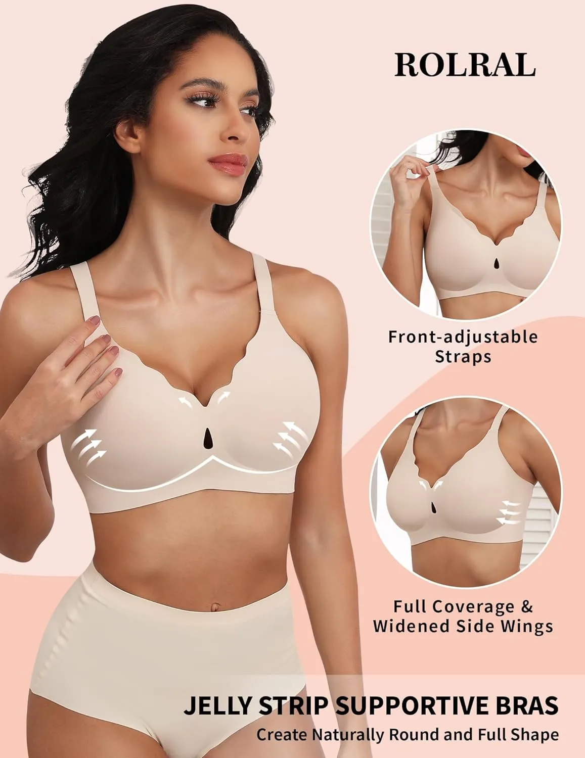 Wireless Bras for Women No Underwire Wave Push Up Seamless Full Coverage Bralettes Lift Everyday Bras